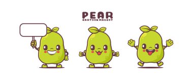 Pear cartoon mascot with different expressions. fruit vector illustration. isolated on a white background