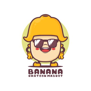 Banana cartoon mascot. fruit vector illustration. isolated on a white background