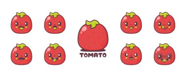 Domates çizgi filmi. bitki vektör çizimi. simge, ifade.