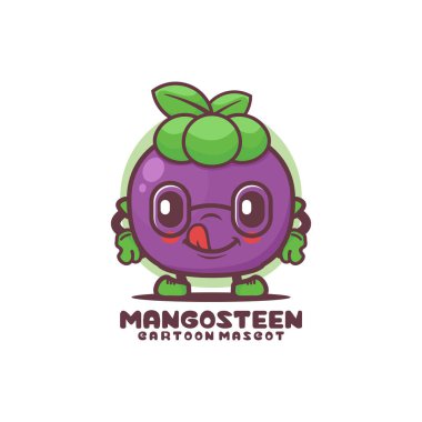 Mangosteen çizgi film maskotu. meyve vektör illüstrasyonu. beyaz arkaplanda izole edilmiş