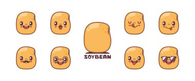 Soya fasulyesi çizgi filmi. tahıl vektör çizimi. simge, ifade, çizgi film.