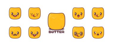 Tereyağı çizgi filmi. Yemek vektör çizimi. simge, ifade.