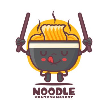 Erişte çizgi film maskotu. Yemek vektör çizimi. beyaz arkaplanda izole edilmiş