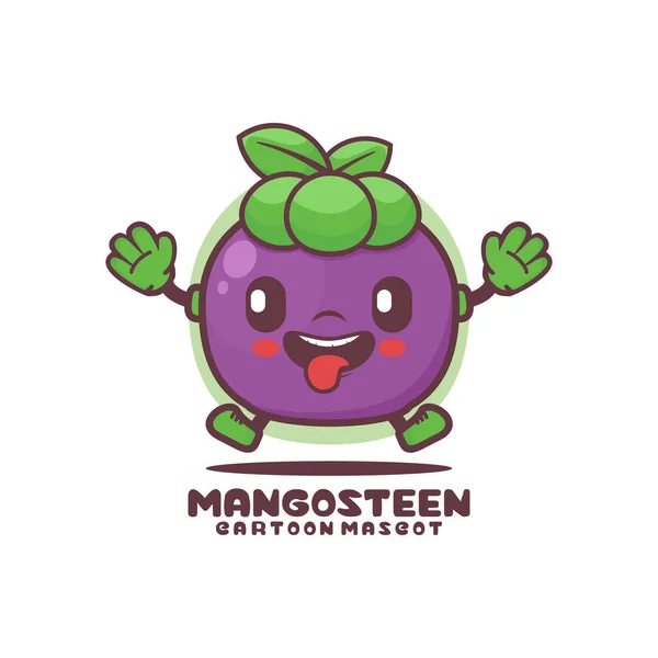 Mascotte Mangoustan Dessin Animé Illustration Vectorielle Fruits Isolé Sur Fond — Image vectorielle