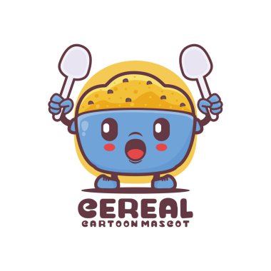 Mısır gevreği maskotu. Yemek vektör çizimi. beyaz arkaplanda izole edilmiş