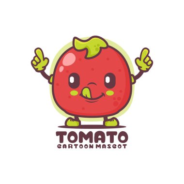Domates çizgi film maskotu. bitki vektör çizimi. beyaz arkaplanda izole edilmiş