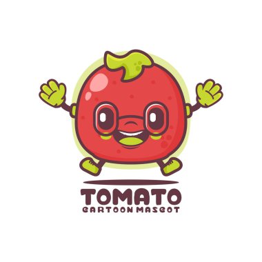 Domates çizgi film maskotu. bitki vektör çizimi. beyaz arkaplanda izole edilmiş