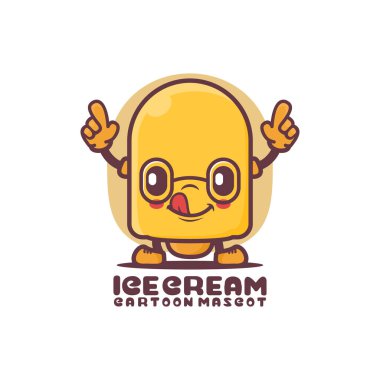dondurma çizgi film maskotu. Yemek vektör çizimi. beyaz arkaplanda izole edilmiş