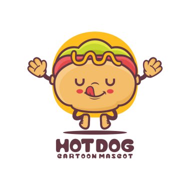 Sosisli çizgi film maskotu. Yemek vektör çizimi. beyaz arkaplanda izole edilmiş