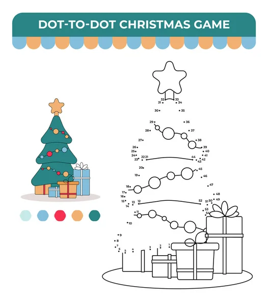 Çocuklar için nokta nokta oyunu, Noel çocukları oyunu, hediyeli Noel ağacı.