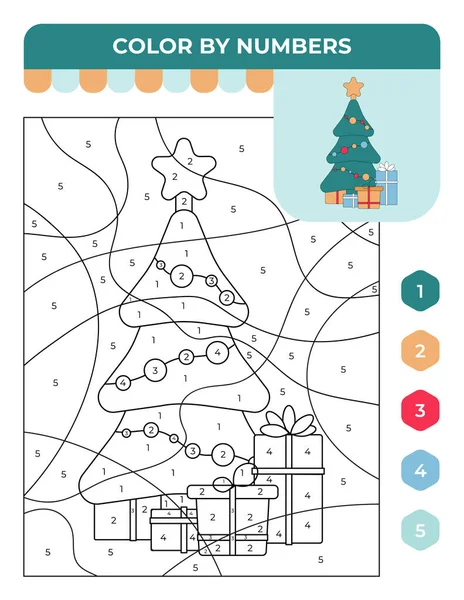 儿童彩绘游戏 圣诞节儿童游戏 圣诞树和礼物 — 图库矢量图片