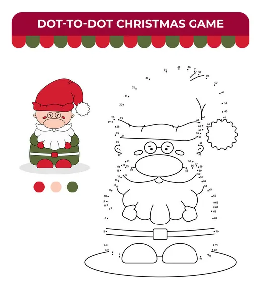 Dot Dot Game Children Christmas Children Game Santa Claus — Stock Vector