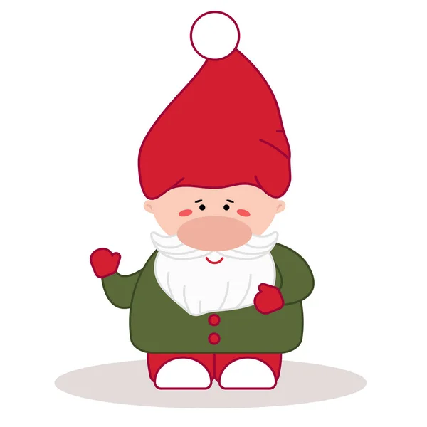Jultomten Liten Tomte Röd Hatt — Stock vektor