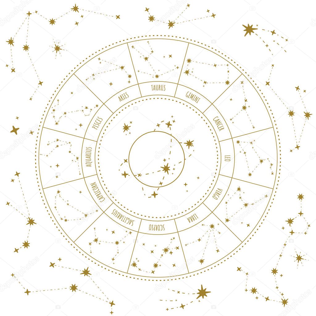 Vector zodiac signs. Star constellations