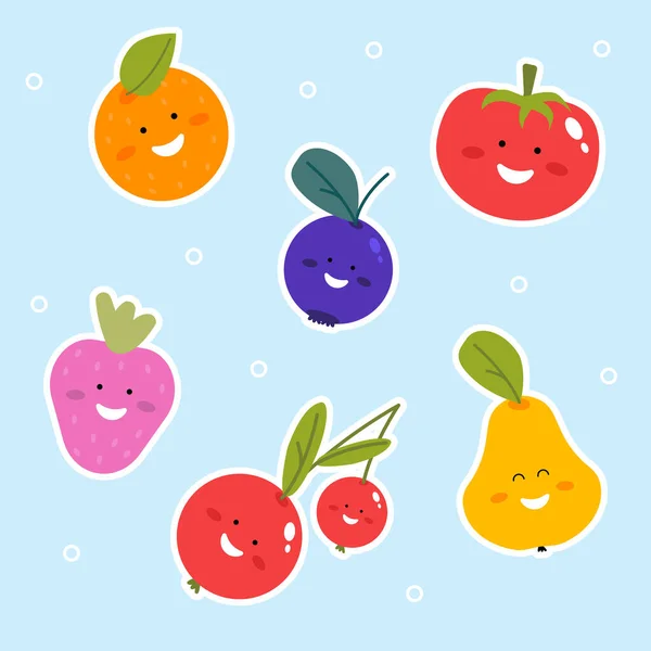 Słodkie Śmieszne Owoce Jagody — Wektor stockowy