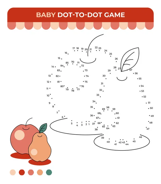Dot Dot Game Children Autumn Fruits Apple Pear Children Game — 图库矢量图片