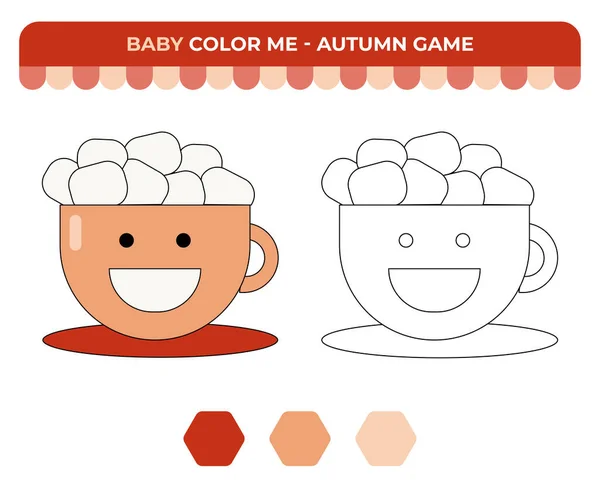 Coloring Book Children Hot Cocoa Smile Marshmallow Autumn Children Game — 图库矢量图片