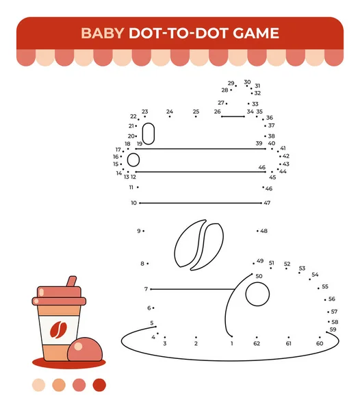Dot Dot Game Children Hot Coffee Bun Autumn Children Game — 图库矢量图片
