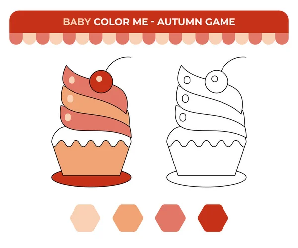 Coloring Game Children Cupcake Cherry Autumn Children Game — 图库矢量图片