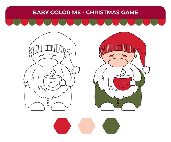 Libro Colorare Bambini Natale Giochi Bambini Babbo Natale — Vettoriale Stock