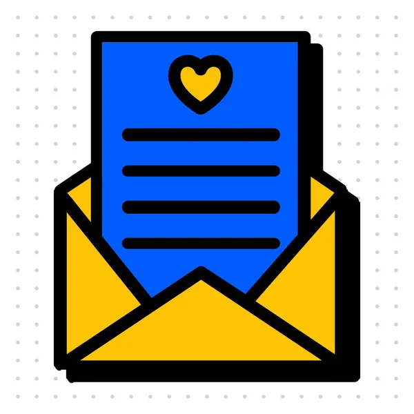 Sarı ve mavi romantik mektup etiketi