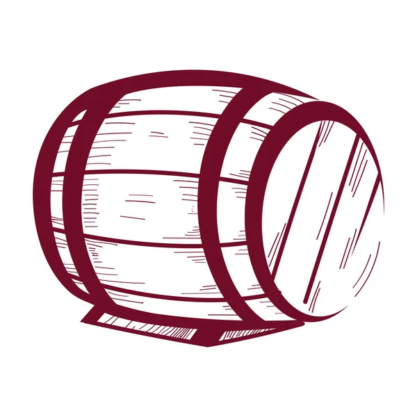Handzeichnen Holzfass Wein Bier Whisky Isoliert Auf Weiß — Stockvektor