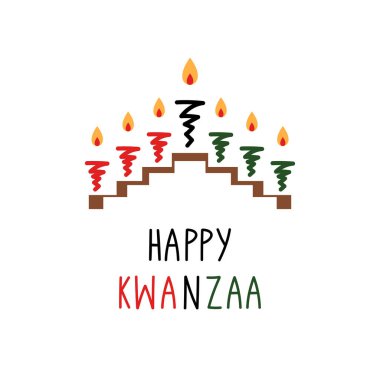 Mutlu Kwanzaa 'lar. Yedi mumlu bir kinara.