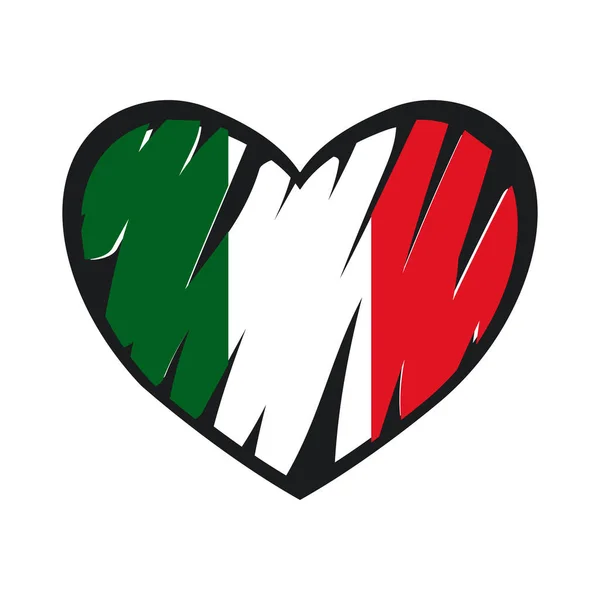 イタリア色の旗を持つドアハート — ストックベクタ