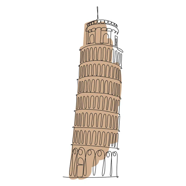 Italian Pisa Tower Doodle Sketch Isolated White Leaning Landmark Hand — Stock Vector