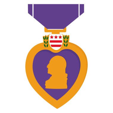 National Purple Heart Day concept. Honor military medal. Isolated on white.