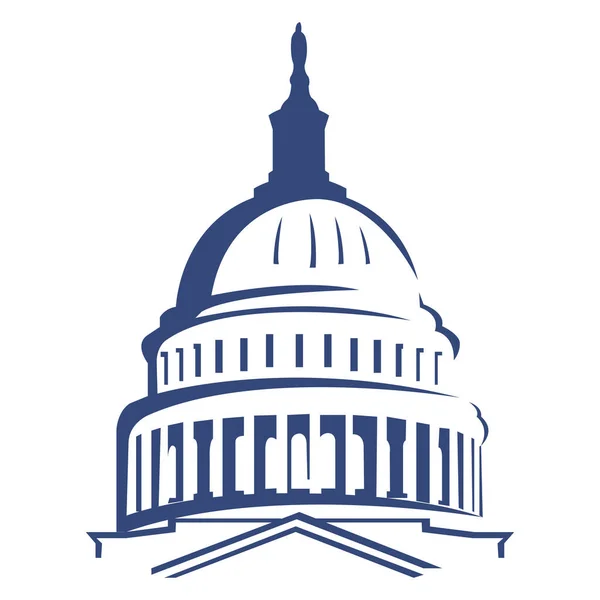 Silueta Kapitolu Izolovaný Bílém Nachází Washingtonu Logo Tisková Šablona — Stockový vektor
