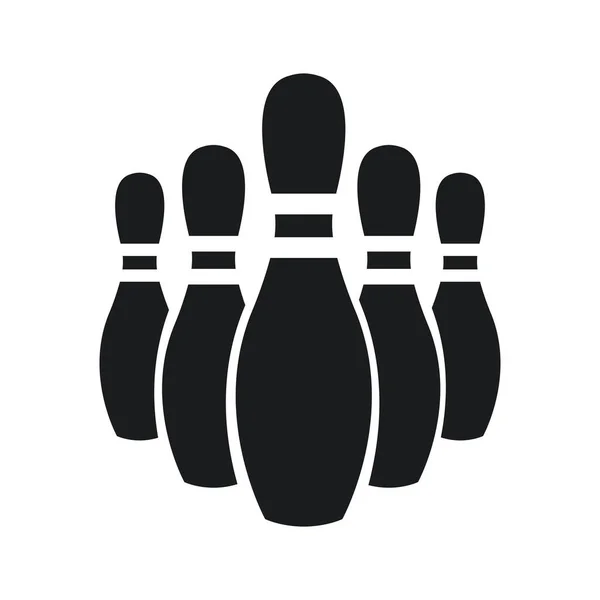Bowling Pins Silhouette Isolated White Logo Template — Vetor de Stock