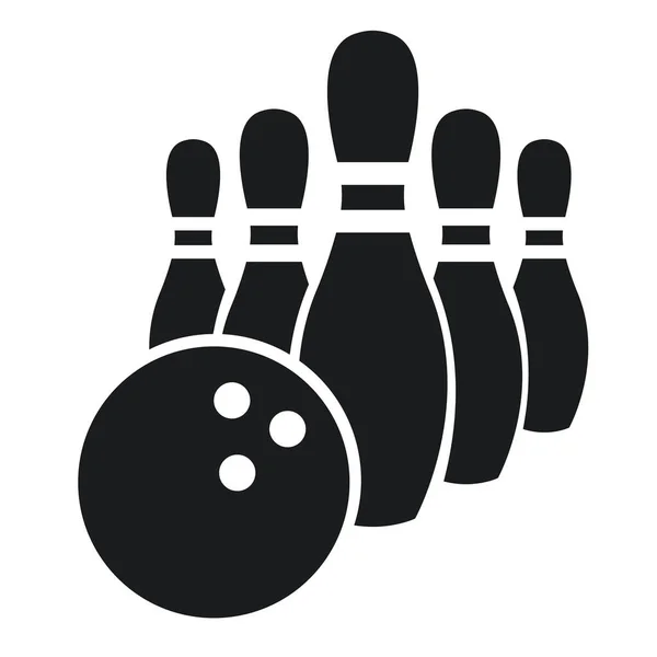 Uma Bola Bowling Grupo Pinos Silhueta Isolado Branco Modelo Logotipo — Vetor de Stock