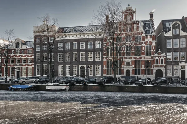 Amsterdam Februari 2021 Typische Grachtenpanden Het Oude Centrum Van Amsterdam — Stockfoto