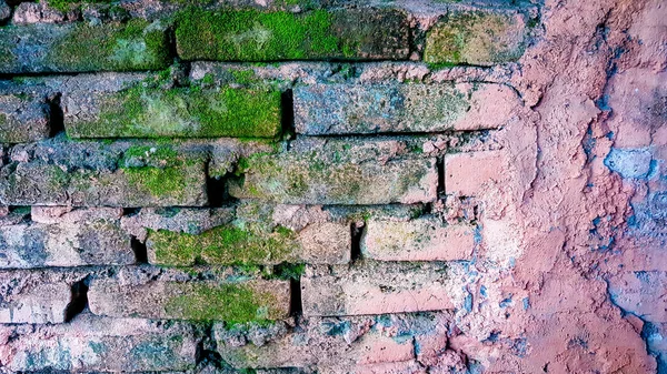 Alte Ziegelwand Hintergrund Ziegelwand Textur Struktur Alte Kaputte Ziegel Zementfugen — Stockfoto