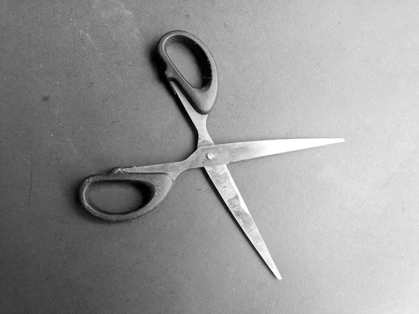 Black Silver Scissor Black Background Cutting Tool — Stock Photo, Image