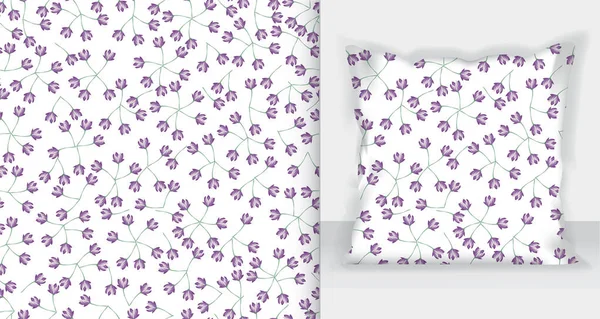Handgezeichnetes Florales Nahtloses Muster Violetten Tönen — Stockvektor