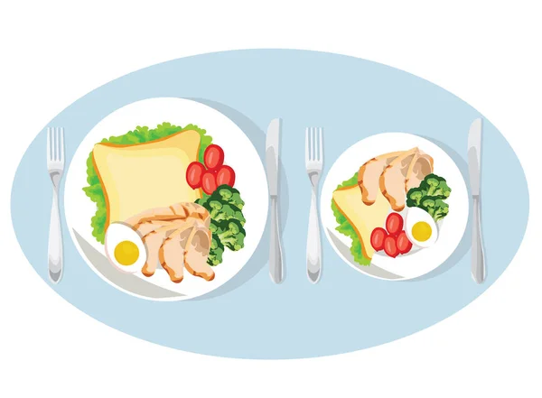 Diät Gewichtsverlust Konzept Kleinere Platten Für Die Gewichtsabnahme — Stockvektor