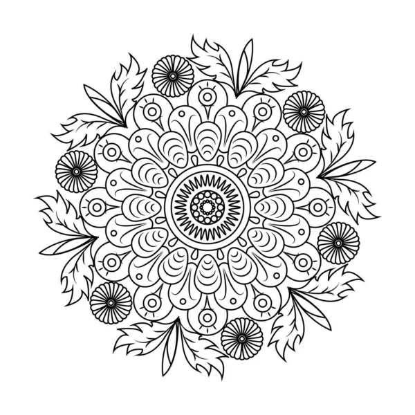 Floral Ornemental Mandala Fond Conception Mandala Contour Pour Livre Colorier — Image vectorielle