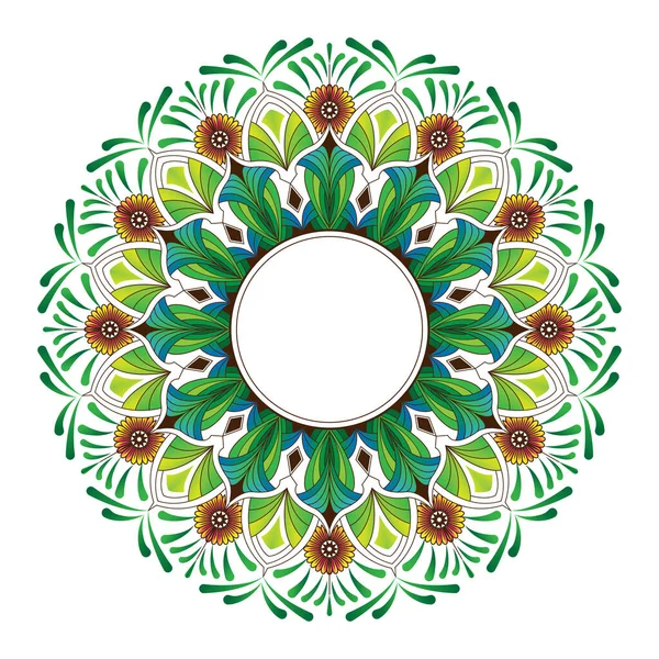 Mandala Colorida Com Formas Florais — Vetor de Stock