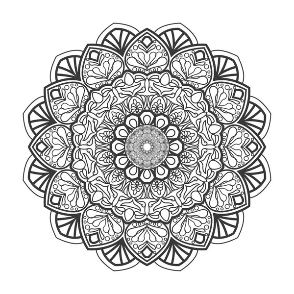Vector Indian Mandala Coloring Book Lace Pattern Tattoo Design — Stock Vector