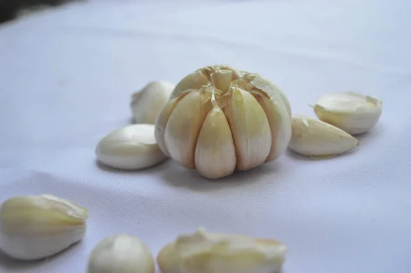 Close Shot Garlic White Background — Stock Photo, Image