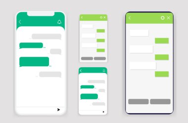 Çevrimiçi sohbet robotu mesaj yazma uygulaması beyaz arkaplanda izole edildi. Web sitesi için pencereler. Sosyal iletişim kavramları sohbet ediyor. Vektör şablonu