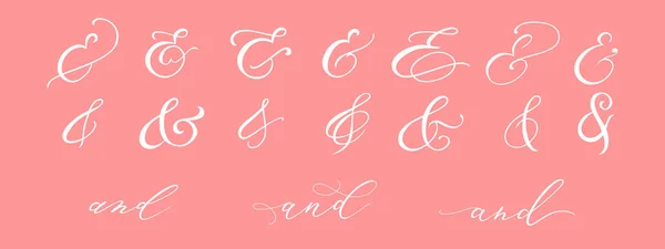 Tipografía Guion Ampersand Para Invitación Boda Cartel Tarjeta Símbolo Decorativo — Vector de stock