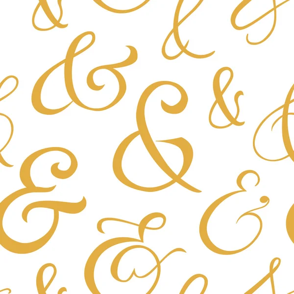 Typography ampersand seamless pattern. Vintage elegance script symbol for wedding poster or invitation. Decorative ornament, flourish letterign element. Vector illustration — Stock Vector