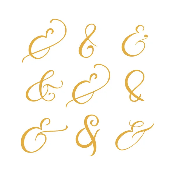 Typography script ampersand. Flourish lettering element for wedding invitation, poster, card. Decorative hand drawn symbol. Vector illustration — Stock Vector