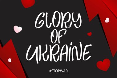 Ukrayna 'nın zaferi. Savaşı durdurun. Zafer için dayanışma posteri. Barışı koru. Vektör illüstrasyonu