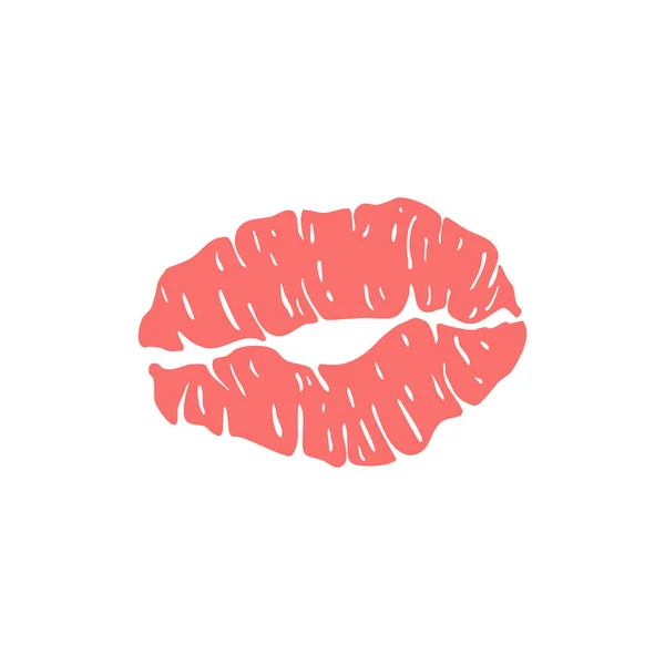 Lipstick kiss mark red and pink silhouette isolated on white background. Stamp makeup printfrom mouth. Vector — Stock Vector