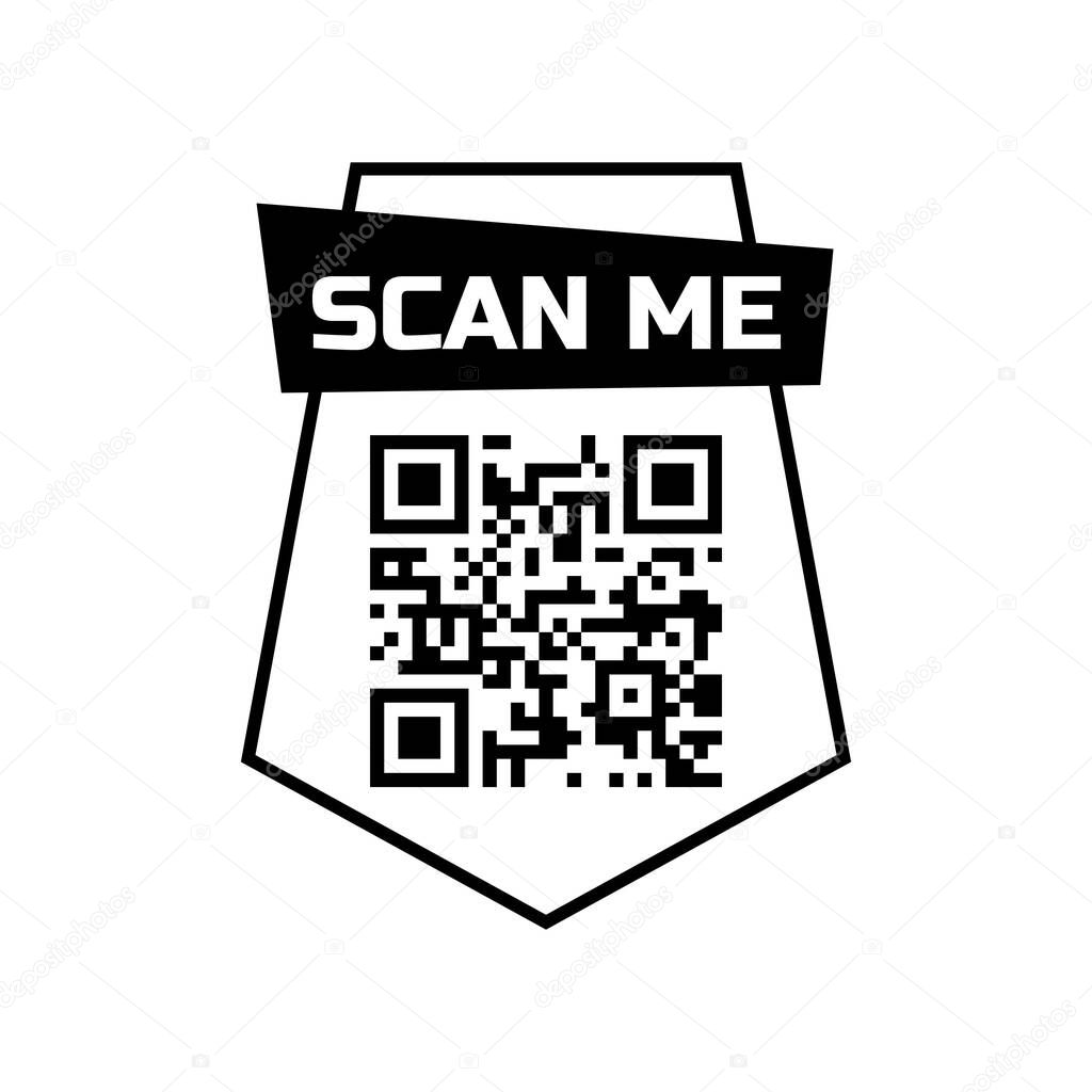 Scan me qr code icon for smartphone. Frame quick barcode app design. Vector payment phone template.