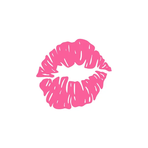 Red Mark Kisses Lipstik Pink Mouth Hand Drawn Shape Beauty — Stock Vector